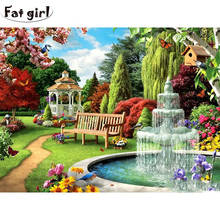 diy diamond painting Garden Pavilion Fountain mosaic cross stitch 5d embroidery full square round drill Handmade crafts decor 2024 - buy cheap