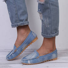 Sapato feminino casual sem salto, deslizante plano macio dedo redondo jeans plus size 2024 - compre barato