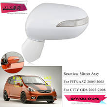 Zuk espelho retrovisor exterior, para honda fit jazz city, 2003-2008, 5 pinos, ajuste de ângulo elétrico + lâmpada led 2024 - compre barato