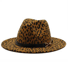 New Womens Ladies Leopard print Wool Felt Jazz Fedora Hats Fashion Women Trilby Flat Brim Panama Gambler Hat Carnival Cap 2024 - buy cheap