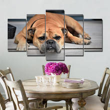 Impressão em tela hd casa pintura decorativa animal escritório 5 peças cão arte da parede restaurante quadro modular fotos poster 2024 - compre barato