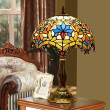 WOERFU-lámpara de mesa Tiffany de 30CM, pantalla de hierba, dormitorio, mesita de noche, moda creativa, Retro 2024 - compra barato