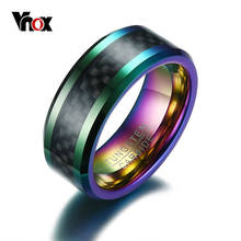 Vnox Tungsten Men Ring with Carbon Fiber 8mm Male Engagement Party Finger Ring Wedding Bands US Size 8 9 10 11 12 2024 - buy cheap
