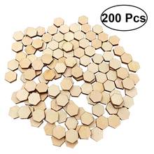 200PC 10MM Beech Wooden Hexagonal Pieces Ornaments Wooden Shapes Ornaments Embellishment DIY Crafts Decorations For Wedding 2024 - buy cheap