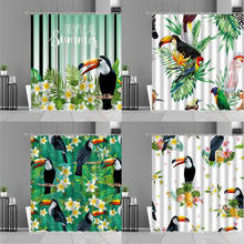 Занавеска для душа Toucan, водонепроницаемый шторка для ванной комнаты с тропическими растениями, зелеными листьями, попугаями, птицами, комнатными комнатами 2024 - купить недорого