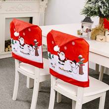 Chair Cover Dinner Dining Table Santa Claus Snowman Red Cap Ornament Chair Back Cover Christmas Home Table Decoration 50*60cm 2024 - buy cheap