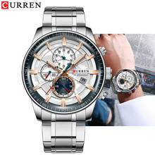 Relógios masculinos da marca nova curren cronógrafo relógio de quartzo relógio masculino de aço inoxidável relógio esportivo à prova d' água relógios de negócios relógio masculino 2024 - compre barato