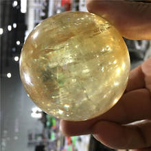 Bola de cristal de quartzo 5cm, natural, amarelo claro, presente de natal, decoração reiki, casa, feng shui, frete grátis 2024 - compre barato