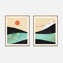 Abstract Mountain Sun Midcentury Seascape Canvas Painting Modern Posters Prints Wall Art Pictures For Living Room Home Decor 2024 - buy cheap