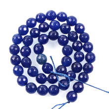 Contas de pedra natural com superfície de corte, contas soltas de mármore real azul para fazer joias, bordado, pulseira diy em cordão 4-12mm 2024 - compre barato