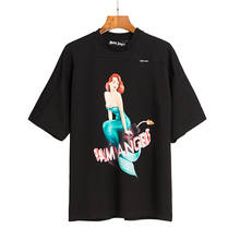 Camiseta de manga corta para parejas, Camisa de algodón con cuello redondo y estampado de Palm Angels, hip-hop, 63598988 2024 - compra barato