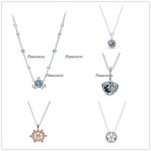 925 Sterling Silver Necklace Sparkling Snowflake Necklace For Women Bead Charm Diy Pandora Jewelry 2024 - buy cheap