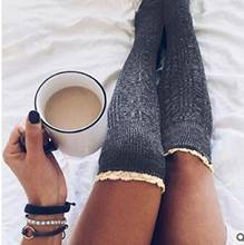 Fashion Ladies Knee High Lace Socks Women Over Knee Socks Thigh High Thick Lovely Girl Knitting Long Stockings 2024 - buy cheap