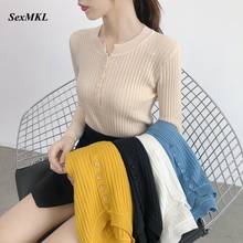 2021 Knitted Sweater Women O-neck Long Sleeve Pullovers Autumn Basic Ladies Winter Sweaters Pullover Slim Fit Black Knitwear Top 2024 - buy cheap