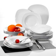 Malacasa elisa 18 peças cerâmica porcelana jantar conjunto com 6 * placa de jantar, placa de sopa, serviço conjunto de placa de sobremesa para 6 pessoas 2024 - compre barato