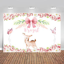 Photography Backdrop Fawn Pink Flowers Photo Background Studio Baby Shower Party Decor Photobooth Birthday Backdrops 2024 - buy cheap