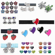 Mixed designs 10pcs Slide Charms 8mm Rhinestone Flower Charms Can through 8mm Band 8mm Pet Dog Cat Tag Collar Wristband 2024 - buy cheap
