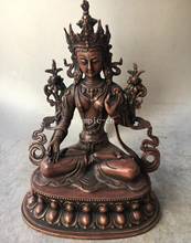 12 ''cobre rojo tallado tibetano budismo Buda Tara Blanca Avalokitesvara Guanyin 2024 - compra barato