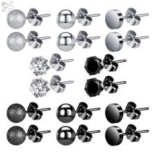 ZS 20g Stainless Steel Earring Studs Sets for Women Men Black Crystal Zirconia Ear Studs Earring Ear Helix Cartilage Piercings 2024 - buy cheap