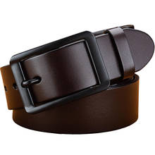 100% Genuine Leather Belt Men's Belts  Casual Formal Top Cowhide Belt Classic Luxury Business Black Pin Buckle Male Belt Man 2024 - buy cheap