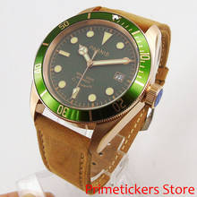 Gold plated case 41mm PARNIS green dial sapphire crystal luminous automatic mechanical men's watch yellow hands 2024 - buy cheap