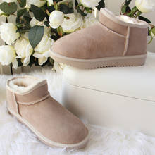 Venda quente moda 100% pele natural botas de neve botas de pele de carneiro genuíno real lã botas de inverno quente sapatos femininos botas de tornozelo 2024 - compre barato
