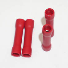 100x Red Insulated Straight Butt Connector Electrical Crimp Terminals for Cable 2024 - buy cheap