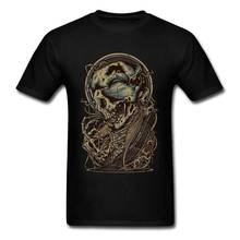 Black Design Short Sleeve Discount T Shirts For Men O-Neck 100% Cotton Tops Shirts Geek T-Shirt Curse Skull Rock Tshirts Custom 2024 - buy cheap