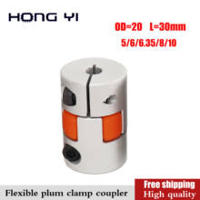 Free shipping Flexible plum clamp coupler D20 L30 shaft size 5/6/6.35/7/8/10mm CNC Jaw shaft coupling 5mm 8mm 2023 - buy cheap