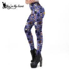 [You're My Secret]  Halloween Festival Purple Blue Bat Pumkin Cartoon Leggings for Women Leggins QMilch Ankle Sexy Pants 2024 - buy cheap