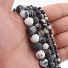 Natural Stone Matte Black White Zebra Jespers Round Losoe Spacer Beads for Jewelry Making DIY Charm Bracelet Necklace 4-12mm 2024 - buy cheap