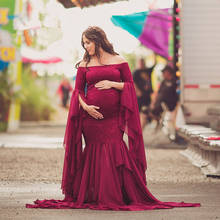 Mermaid Maternity Photography Props Dresses Lace Long Pregnancy Dress Ruffles Pregnant Women Maxi Maternity Gown For Photo Shoot 2024 - buy cheap