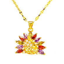 2021 new Fashion 24K gold Color Zircon Crystal Chain necklace for women Peacock Pendant Women's wedding Jewelry mothers day gift 2024 - buy cheap