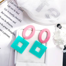 Big Geometric Hollow Square Round Drop Earrings For Women White Yellow Green Pink Acrylic Dangle Earring Jewelry A457 2024 - buy cheap