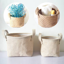 Flowerpot Storage Basket Braided Jute Cloth Cotton Linen Weaving Desktop Storage Box Kid Toys Sundries Organizer Laundry Basket 2024 - buy cheap