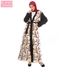Floral dubai abaya quimono hijab muçulmano vestido turco roupa islâmica abayas para mulher kaftan caftan robe islam namaz elbise 2024 - compre barato