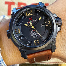 Naviforce relógio esportivo militar masculino, relógio de pulso analógico com data em couro 2020 2024 - compre barato