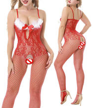 Christmas costumes Bodysuit Women Sex Clothes See Through Open Crotch Body stockings Hollow Out Teddy Lingerie Erotic Costumes 2024 - buy cheap