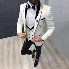 Latest Coat Pant Designs White Men's Classic Suits for Wedding Handsome Groom Tuxedo Slim Fit Terno Masculino Prom Party 3 Piece 2024 - buy cheap