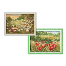 Everlasting Love  Beautiful Flowers (1) Chinese Cross Stitch Kits Ecological Cotton Stamped 11 DIY New Year Decorations For Home 2024 - buy cheap