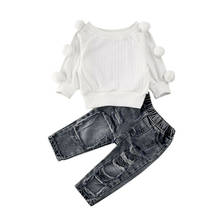 1-5Years 2PCS Toddler Kids Baby Girls Sweater Tops Denim Pants Winter Outfits Clothes 2024 - buy cheap