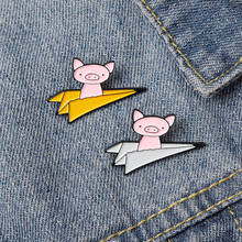 Paper Plane Enamel Pins Custom Flying Pigs Brooch Lapel Pin Shirt Bag Badge Funny Cute Animal Jewelry Gift for Kids Friends 2024 - buy cheap