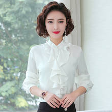 Women's Shirt Long Sleeve Chiffon Blouses Office Lady Ruffles White Shirts Women's Clothing 2021 Blusas Y Camisas Femme Y2k Tops 2024 - buy cheap