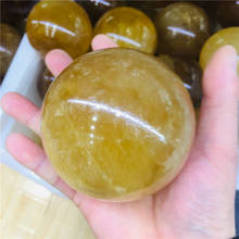 Piedra esférica de cristal pulido, ópalo de selenita amarillo Natural, Gema curativa, masajeador de piedra de yeso original, 4-10cm 2024 - compra barato