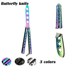Stainless Steel No Edge Training Knife Folding Titanium Knife Butterfly Cosplay Knife No Edge Dull Tool Black Camo Colorfarbe 2024 - buy cheap
