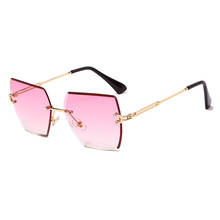 Gafas de sol cuadradas sin montura para mujer, lentes de sol de Metal, de marca de lujo, UV400 2024 - compra barato