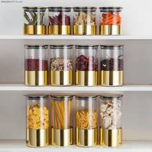 Golden Transparent Glass Bottles, Candy Jars, Household Sealed Jars with Lids, Kitchen Food Storage Jars, Coffee Beans, Tea Jars 2024 - buy cheap