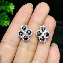 Pendientes de zafiro natural y Real para mujer, joyería de plata de ley s925, pendientes azules naturales 2024 - compra barato