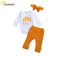 Ma & bebê 0-24m bebê recém-nascido infantil roupas da menina conjunto arco-íris macacão de malha calças outono inverno roupas da menina do bebê trajes 2024 - compre barato