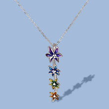 Colorful Small flower Long Tassel Necklace 925 Silver Small Fresh Japanese Style Flower Pendant Chain Female 2024 - buy cheap